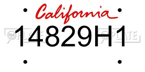 14829H1 California License Plate