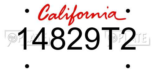14829T2 California License Plate