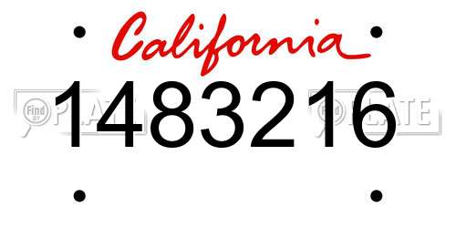 1483216 California License Plate