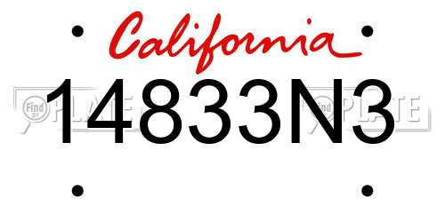 14833N3 California License Plate