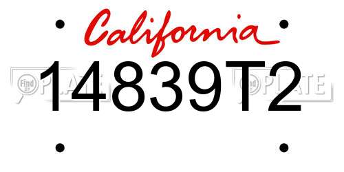 14839T2 California License Plate