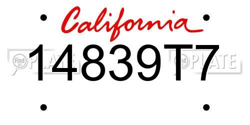 14839T7 California License Plate