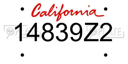 14839Z2 California License Plate