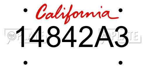 14842A3 California License Plate