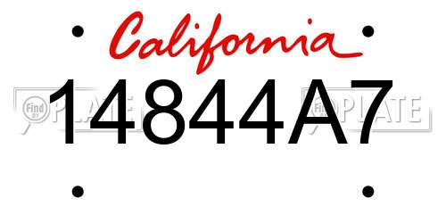 14844A7 California License Plate