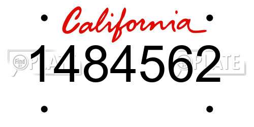 1484562 California License Plate
