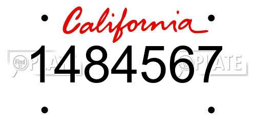1484567 California License Plate