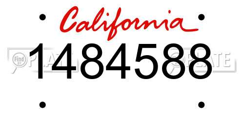 1484588 California License Plate