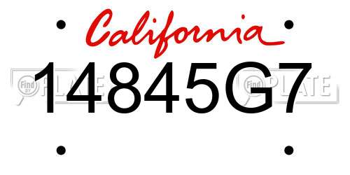 14845G7 California License Plate