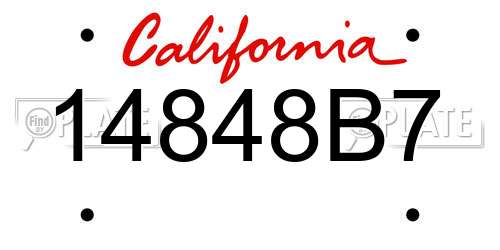 14848B7 California License Plate