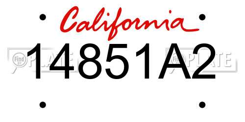 14851A2 California License Plate