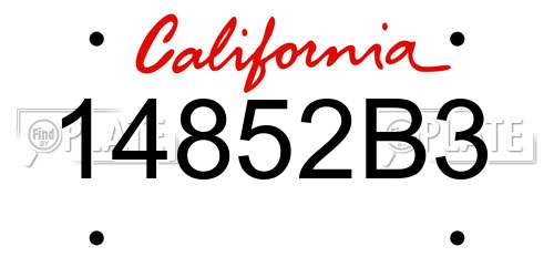 14852B3 California License Plate