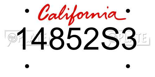 14852S3 California License Plate