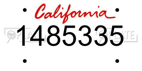 1485335 California License Plate
