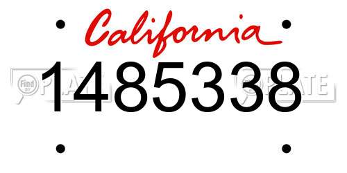 1485338 California License Plate