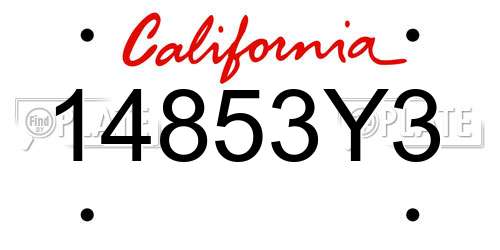 14853Y3 California License Plate