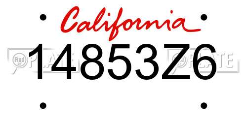 14853Z6 California License Plate