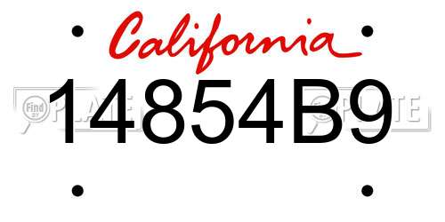 14854B9 California License Plate