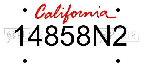 14858N2 California License Plate