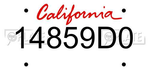 14859D0 California License Plate