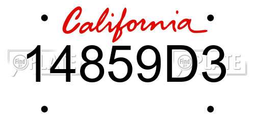 14859D3 California License Plate