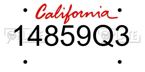 14859Q3 California License Plate