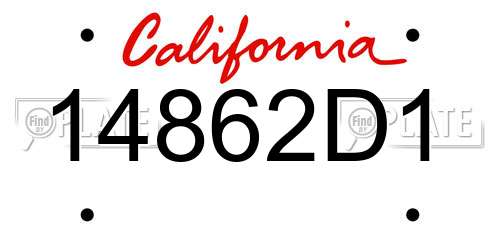 14862D1 California License Plate