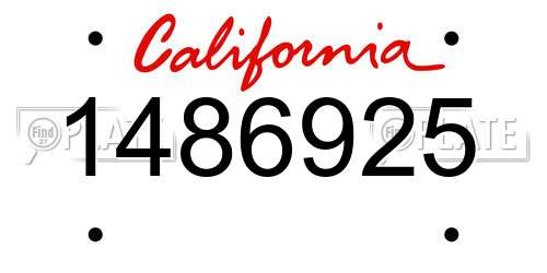 1486925 California License Plate
