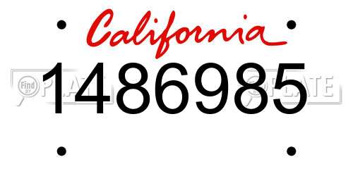 1486985 California License Plate