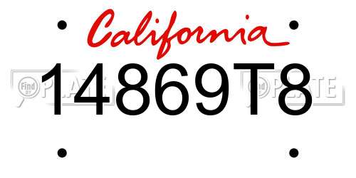 14869T8 California License Plate