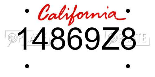 14869Z8 California License Plate