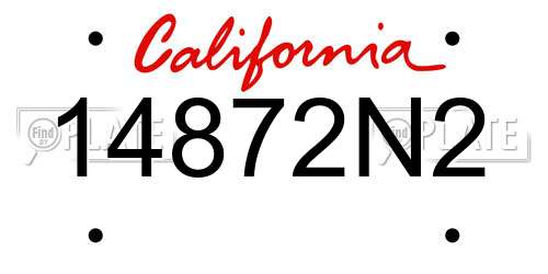 14872N2 California License Plate