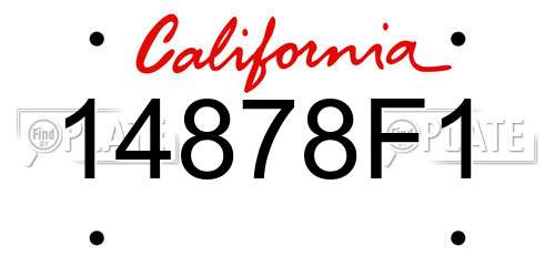 14878F1 California License Plate