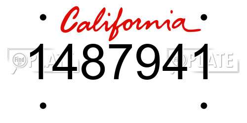 1487941 California License Plate