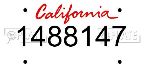 1488147 California License Plate