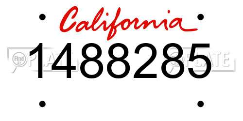 1488285 California License Plate