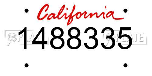1488335 California License Plate