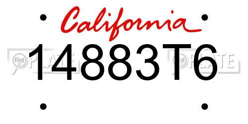 14883T6 California License Plate