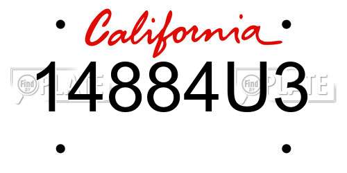 14884U3 California License Plate