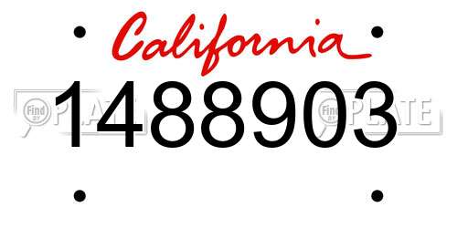 1488903 California License Plate