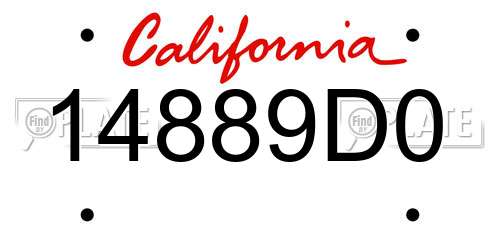 14889D0 California License Plate