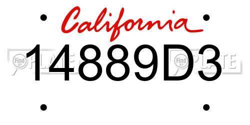 14889D3 California License Plate