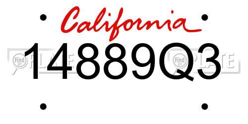 14889Q3 California License Plate