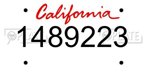1489223 California License Plate