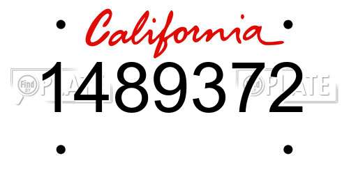 1489372 California License Plate