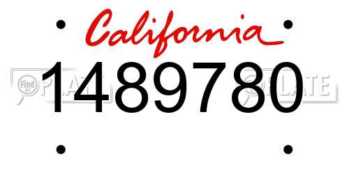 1489780 California License Plate