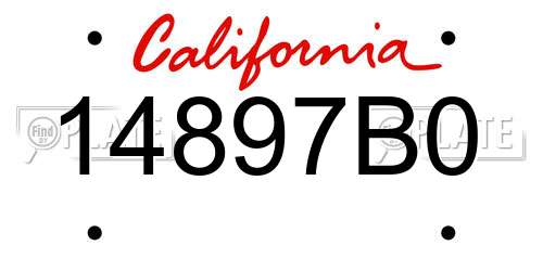 14897B0 California License Plate