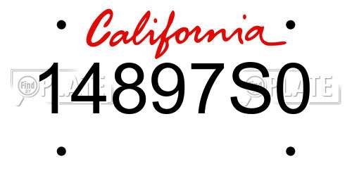 14897S0 California License Plate