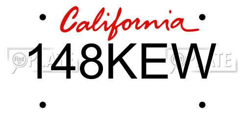 148KEW California License Plate