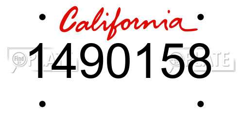 1490158 California License Plate